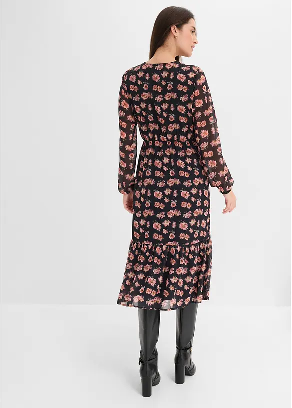 M&oslash;nstret midikjole i chiffon, bonprix