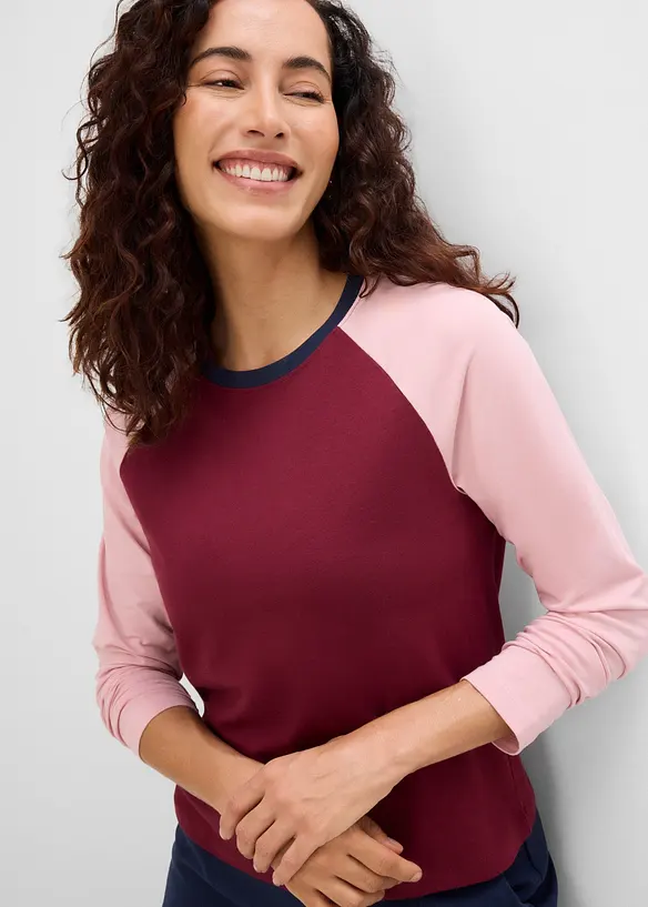 Topp med raglanermer i 100% &oslash;kologisk bomull, bonprix