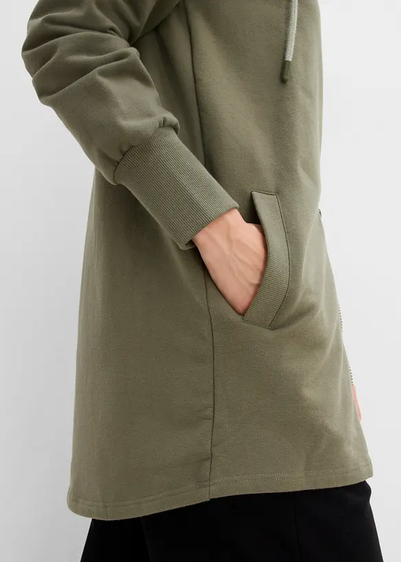 Soft lang sweatjakke av tykk bomullsmiks, bonprix