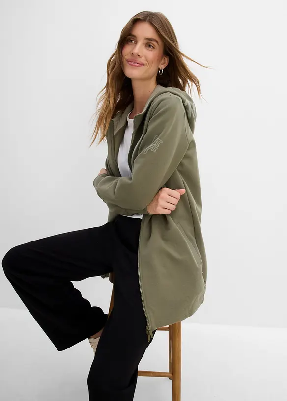 Soft lang sweatjakke av tykk bomullsmiks, bonprix
