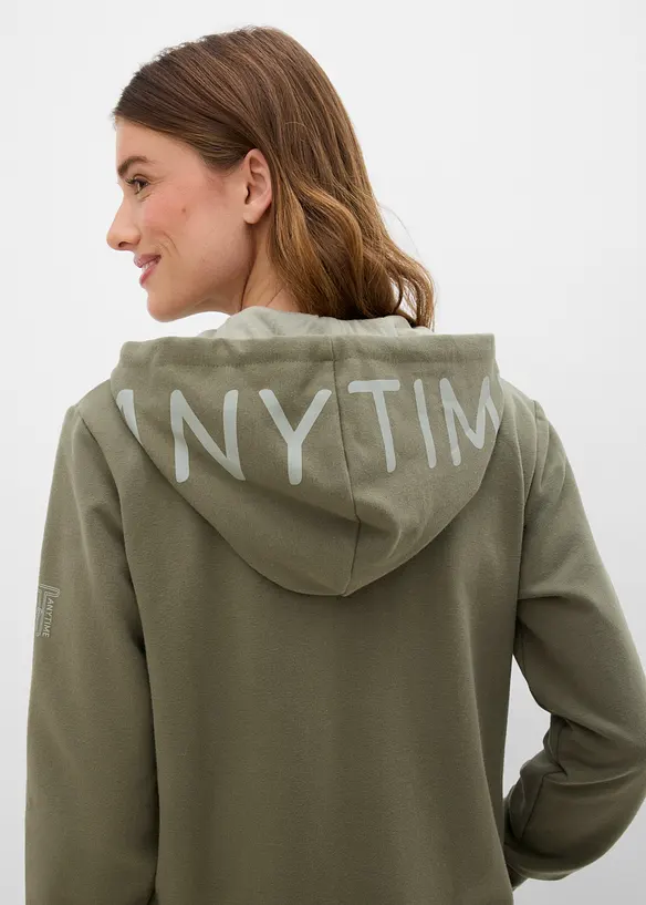 Soft lang sweatjakke av tykk bomullsmiks, bonprix