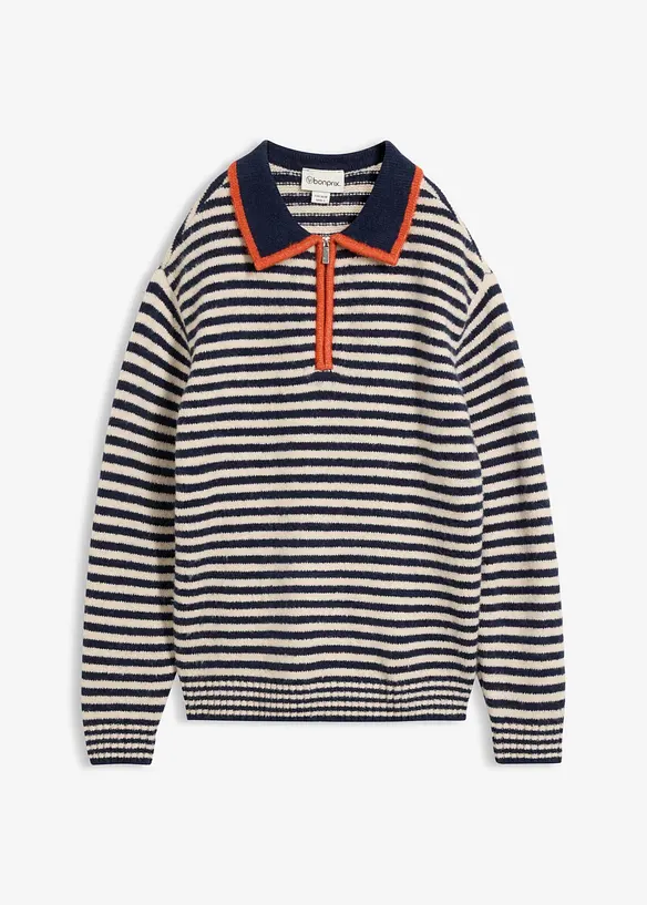 Half-zip-genser i strukturstrikk, bonprix
