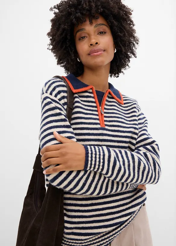 Half-zip-genser i strukturstrikk, bonprix