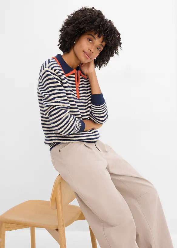 Half-zip-genser i strukturstrikk, bonprix