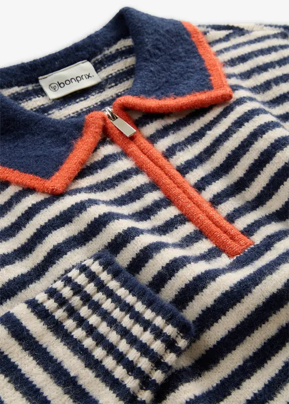 Half-zip-genser i strukturstrikk, bonprix