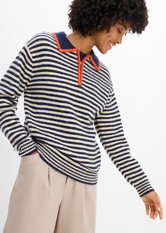 Half-zip-genser i strukturstrikk, bonprix
