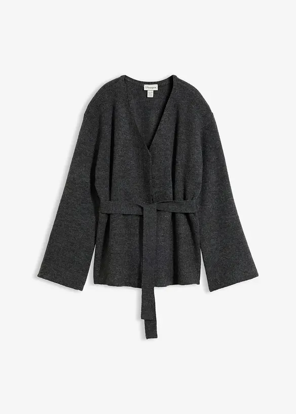 Strikkejakke med knytebelte, bonprix