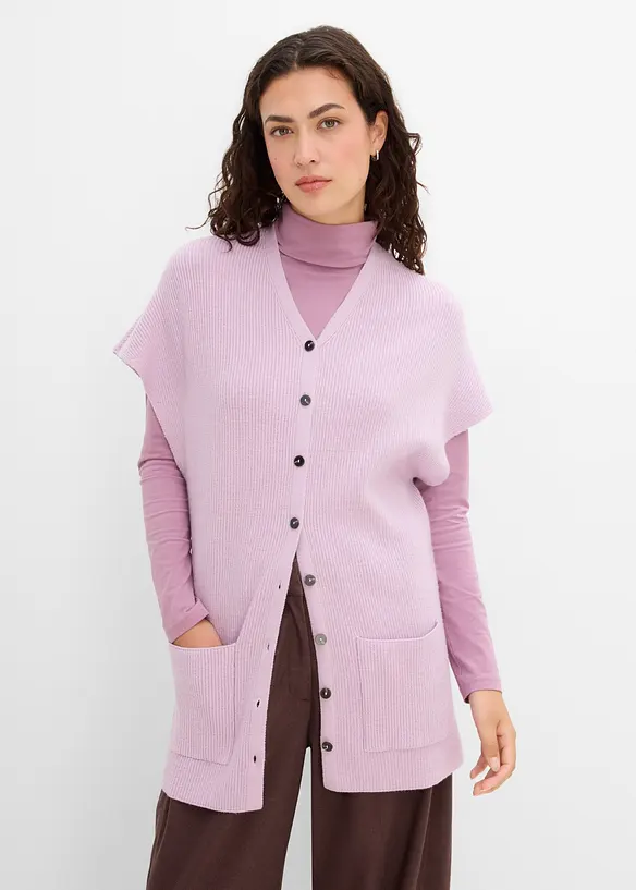 Ribbestrikket cape av myk ullmiks, bonprix