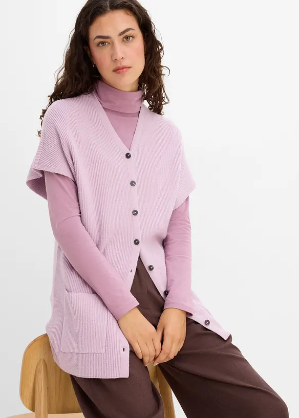 Ribbestrikket cape av myk ullmiks, bonprix