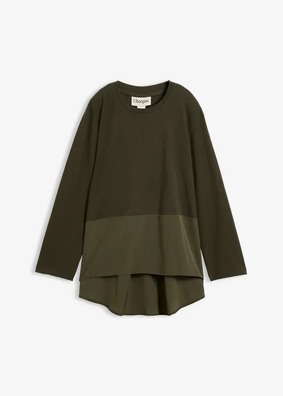 Langermet topp i materialmiks, bonprix