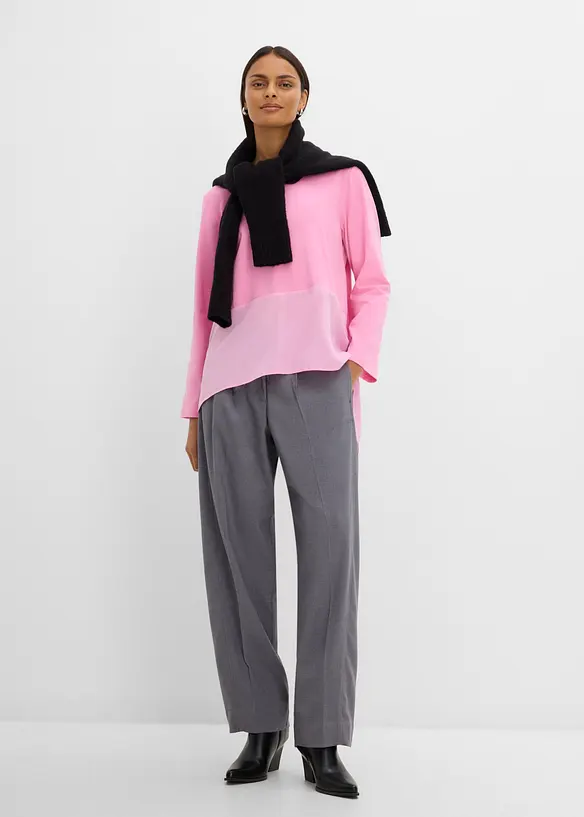 Langermet topp i materialmiks, bonprix