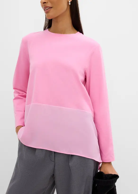 Langermet topp i materialmiks, bonprix
