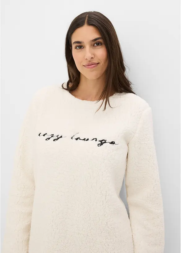 Loungewear-kosedress i pilefleece, bonprix