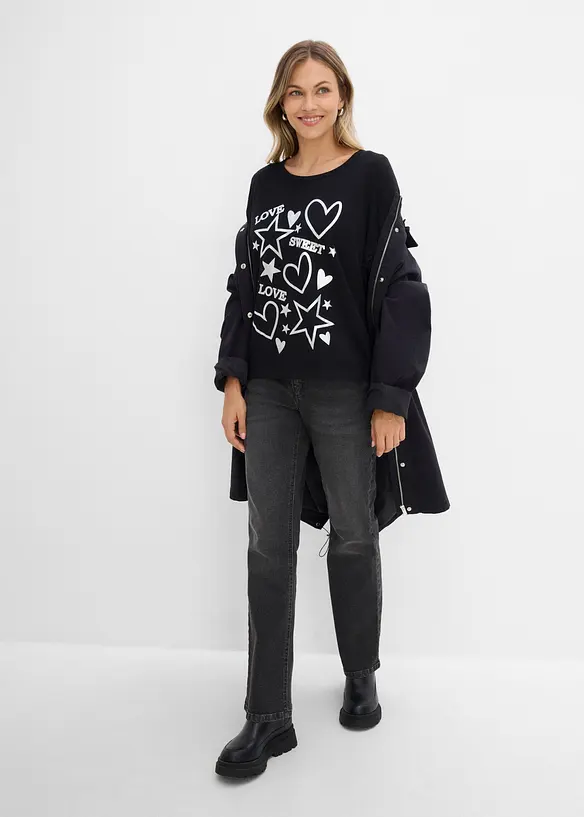 Oversized topp i bomullsmiks, bonprix