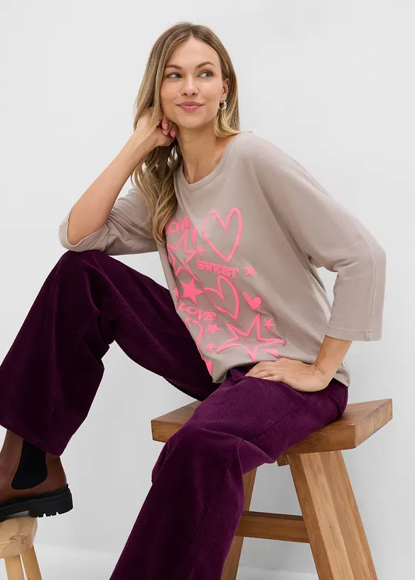 Oversized topp i bomullsmiks, bonprix