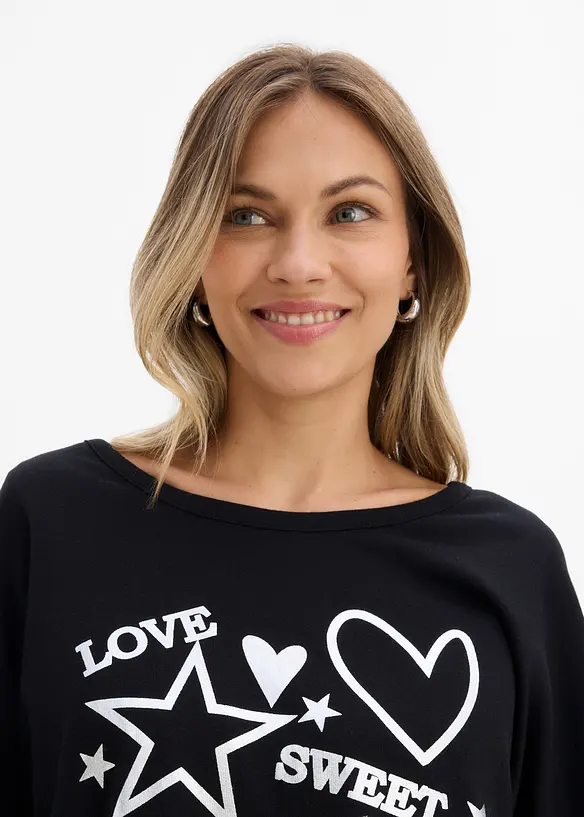 Oversized topp i bomullsmiks, bonprix