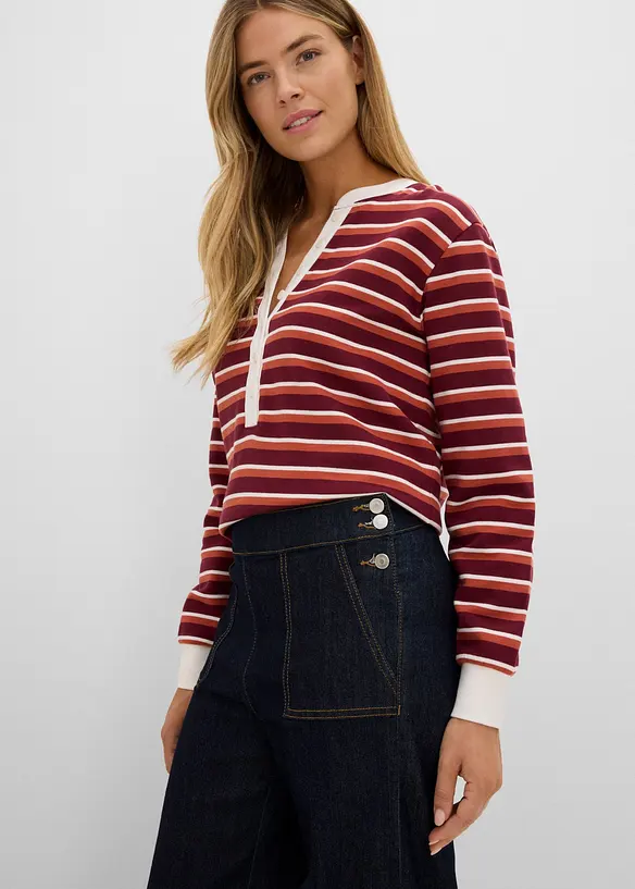 Wide Leg-jeans, High Waist med p&aring;satte lommer, bonprix
