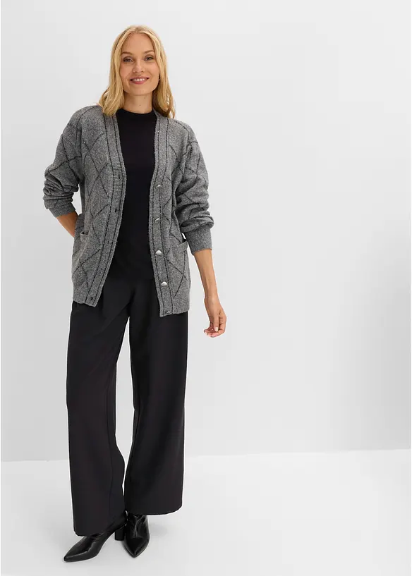 Lang cardigan med metallgarn, bonprix