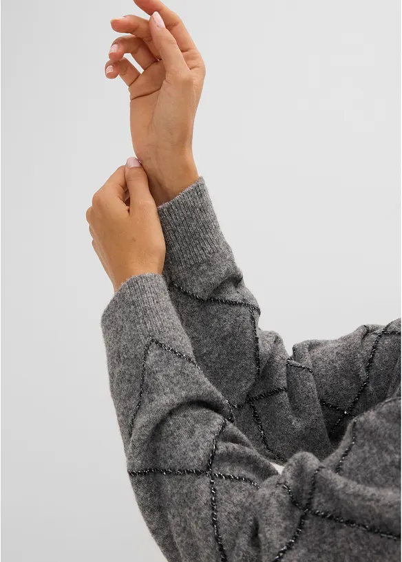 Lang cardigan med metallgarn, bonprix