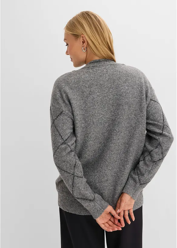 Lang cardigan med metallgarn, bonprix