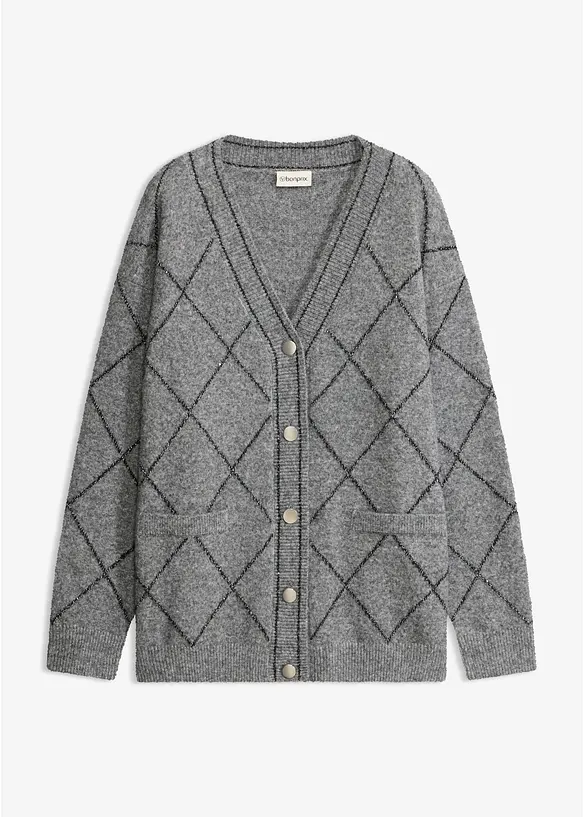 Lang cardigan med metallgarn, bonprix
