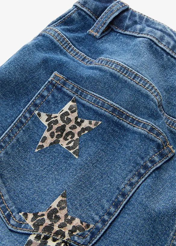 Wide leg jeans med leopardm&oslash;nstrede detaljer, bonprix