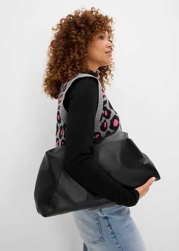 Strikket vest med loddent garn, bonprix