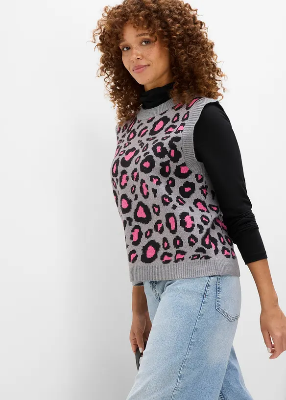 Strikket vest med loddent garn, bonprix