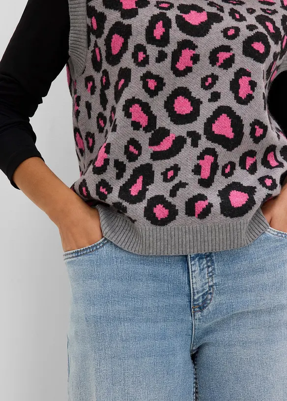 Strikket vest med loddent garn, bonprix