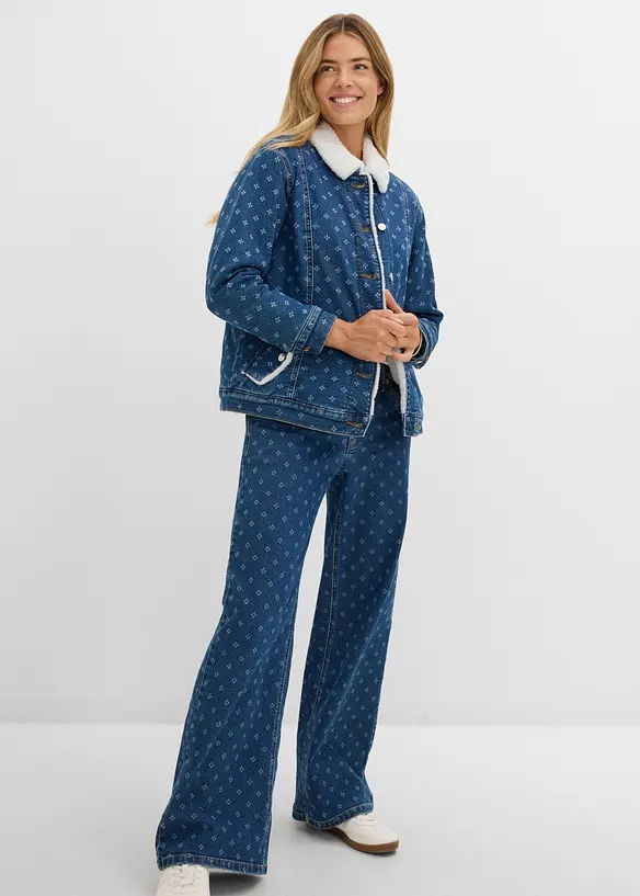 Varmt f&ocirc;ret denimjakke med teddyf&ocirc;r, bonprix