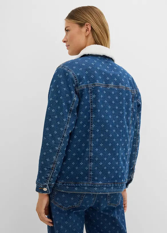 Varmt f&ocirc;ret denimjakke med teddyf&ocirc;r, bonprix