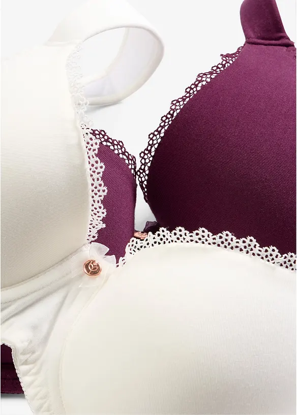 Padded-BH med b&oslash;yle med &oslash;kologisk bomull (2-pack), bonprix