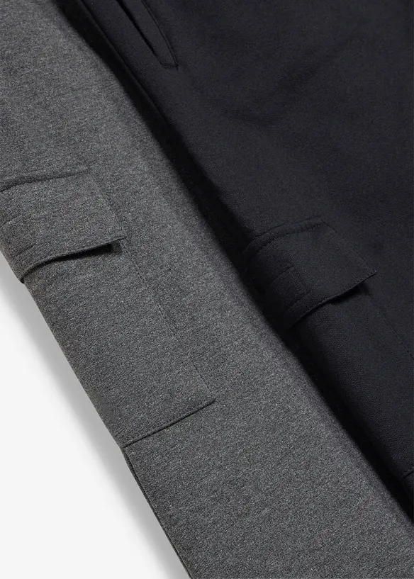 Joggebukse med cargolommer og &oslash;kologisk bomull (2-pack), bonprix
