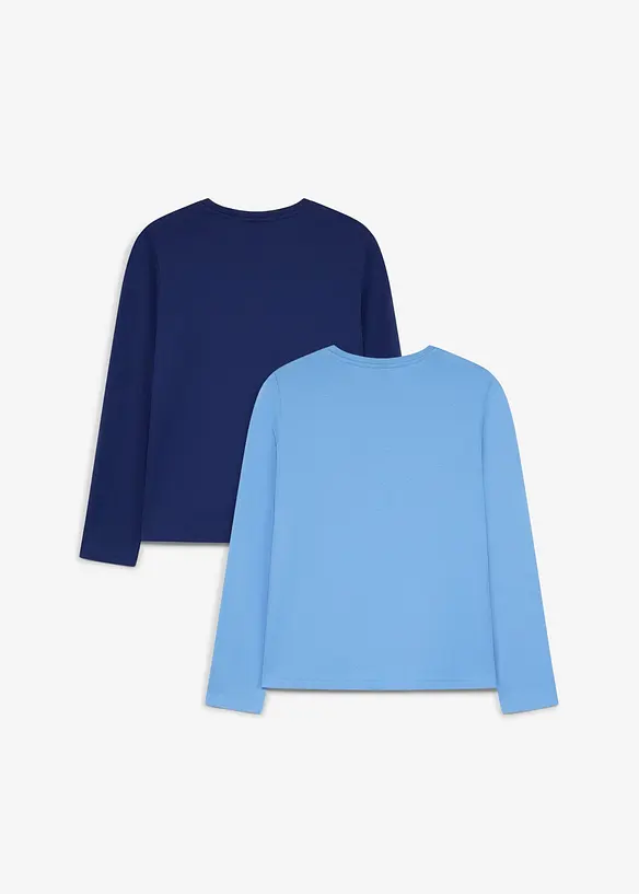 Langermet topp i myk, &oslash;kologisk bomull (2-pack), bonprix