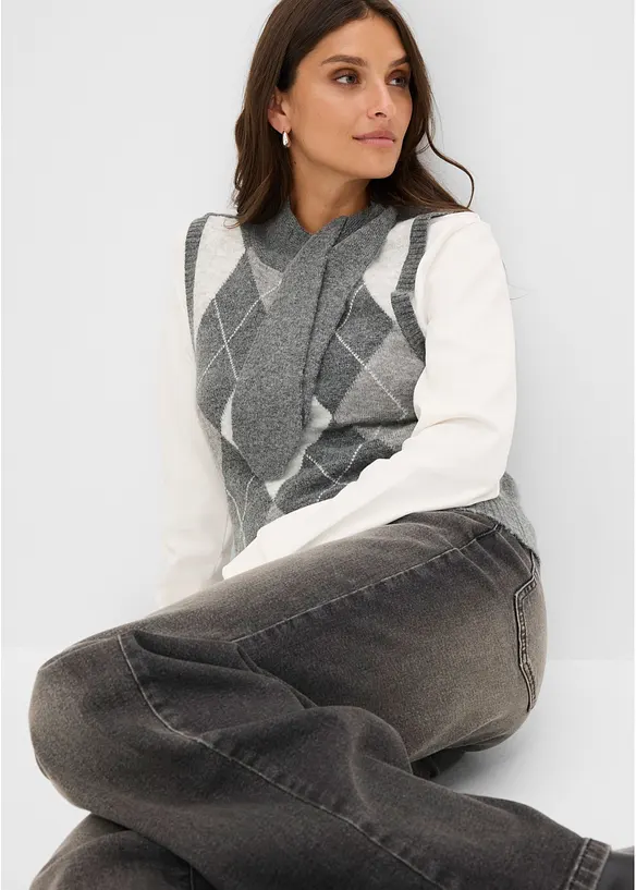 Vest med skjerf, bonprix