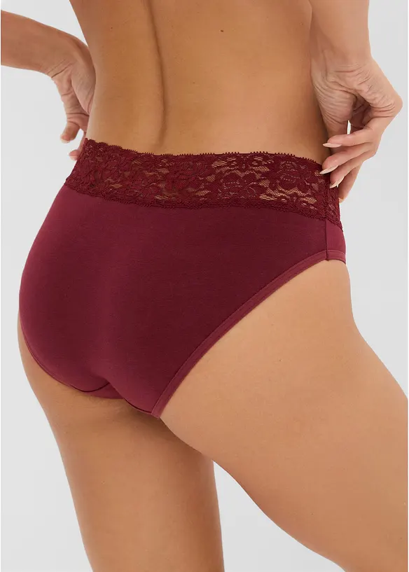 Truse med myk bomull og blonder (5-pack), bonprix