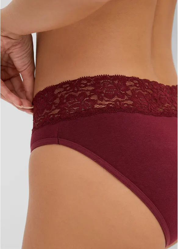 Truse med myk bomull og blonder (5-pack), bonprix