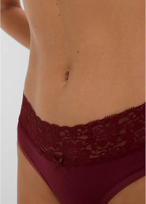 Truse med myk bomull og blonder (5-pack), bonprix