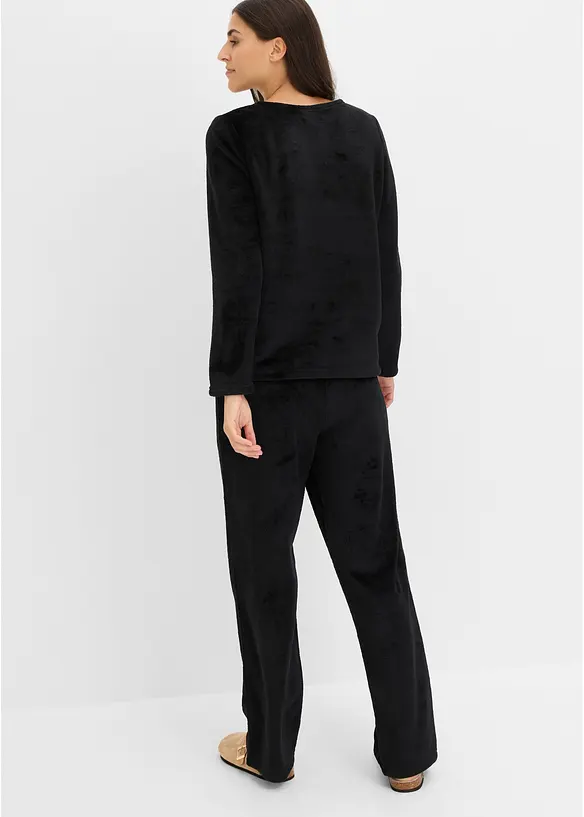 Loungewear kosedress i myk fleece med broderi, bonprix