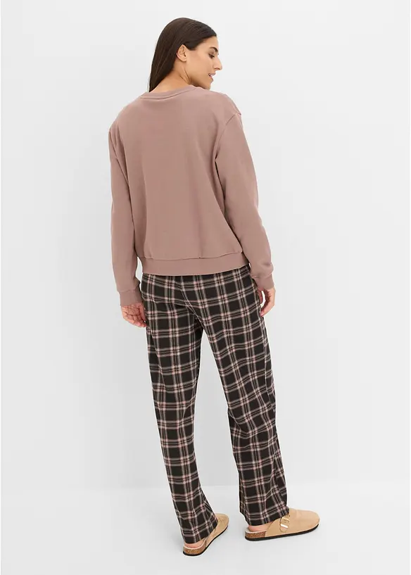 Loungewear kosedress med flanellbukse, bonprix