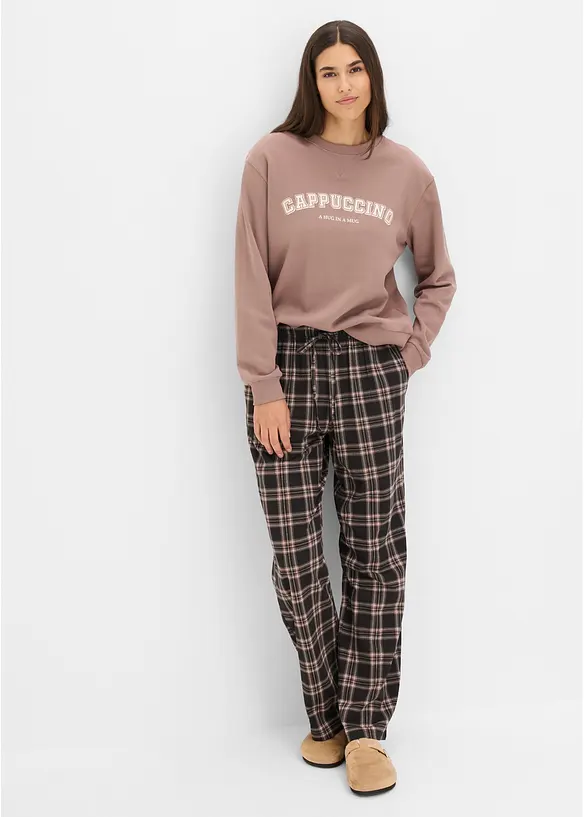 Loungewear kosedress med flanellbukse, bonprix