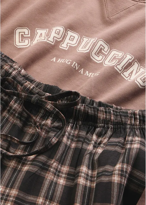 Loungewear kosedress med flanellbukse, bonprix
