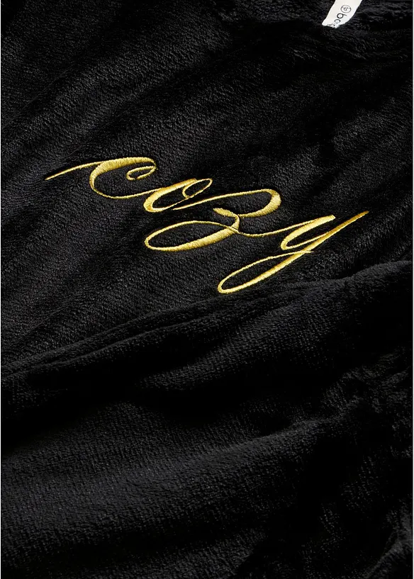 Loungewear kosedress i myk fleece med broderi, bonprix