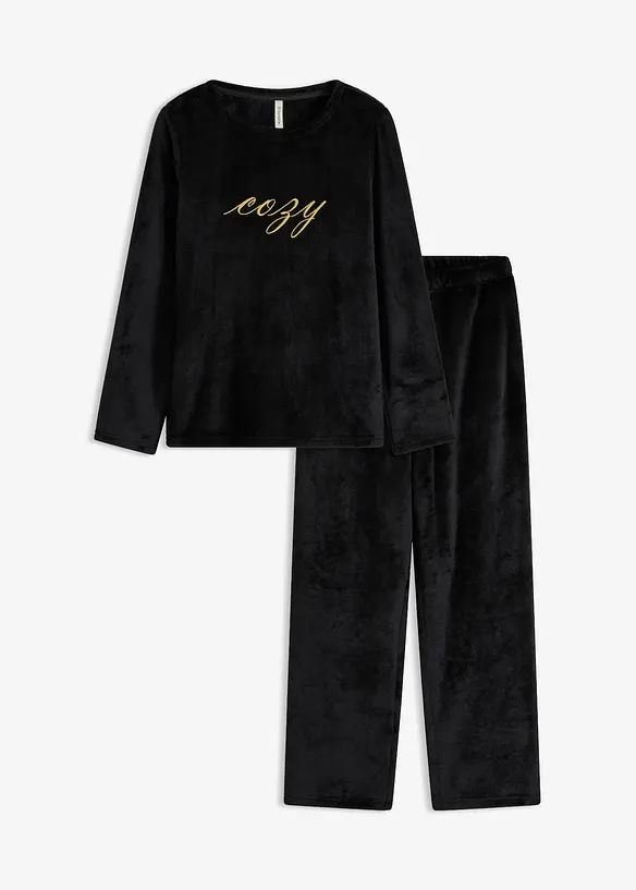 Loungewear kosedress i myk fleece med broderi, bonprix