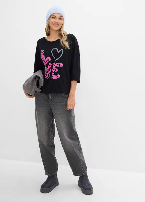 Oversized topp i bomullsmiks, bonprix