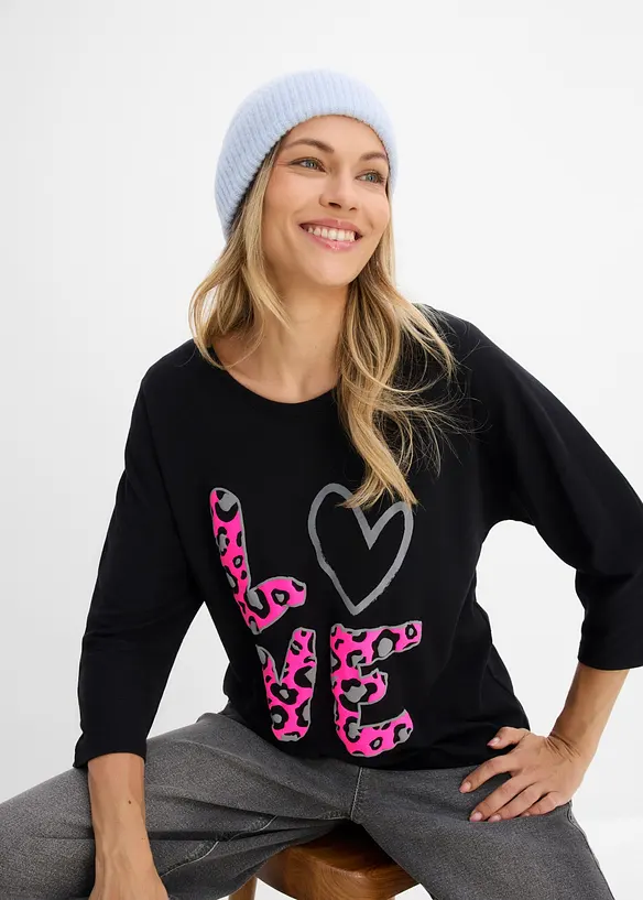 Oversized topp i bomullsmiks, bonprix