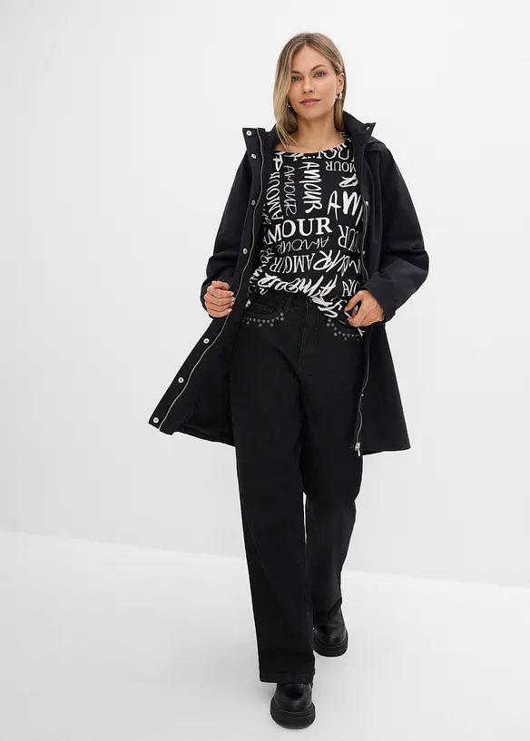 Oversized topp i bomull- og viskosemiks, bonprix