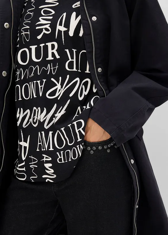 Oversized topp i bomull- og viskosemiks, bonprix