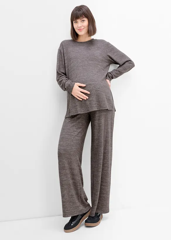 Behagelig mammasett i strikket stil med stilig topp og bukse, bonprix