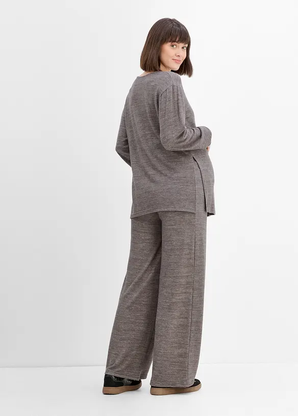 Behagelig mammasett i strikket stil med stilig topp og bukse, bonprix